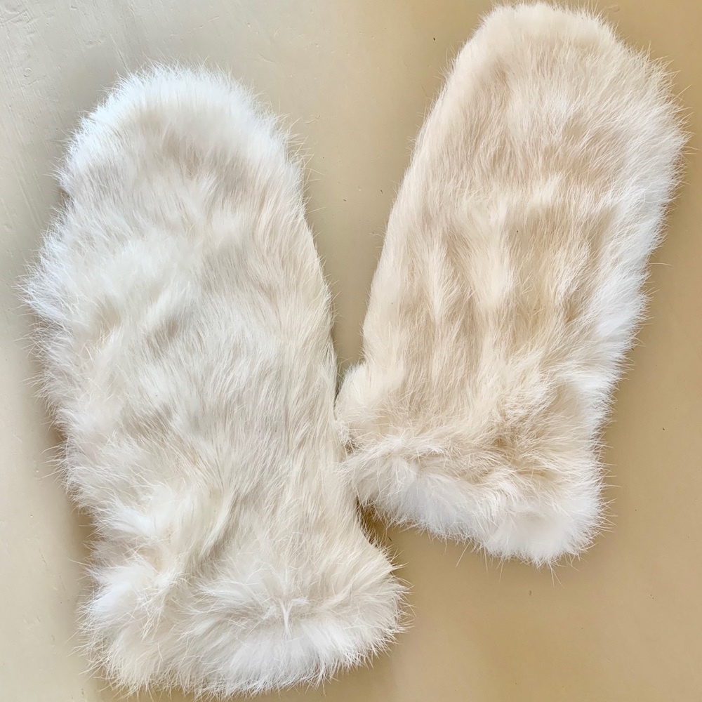 White Fur Mittens